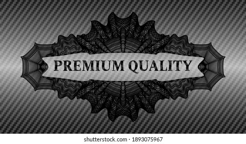 Qualitativ hochwertiger Text in Guilloche Kohlefaser dunkelrealistisches Emblem. Polymerstruktur - exquisiter Hintergrund. Vektorgrafik. 