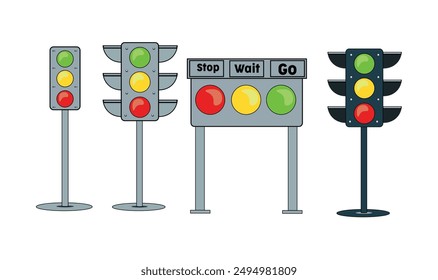 Premium quality traffic signal light vector illustration design collection. 