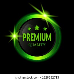 Premium quality vector badge. Luxury green label for company, market, packing, or business. Illustration vector