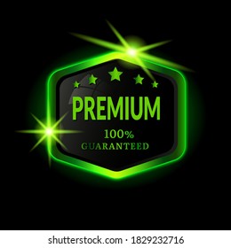 Tarjeta vectorial de calidad superior. Etiqueta verde de lujo para empresa, mercado, embalaje o negocio. Vector de ilustración