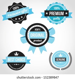 Premium Quality Vector Badges Blue