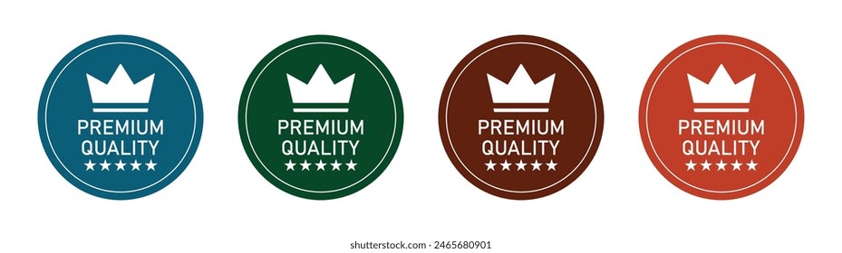 premium quality vector icon set. premium quality badges. Premium quality icon set in different color with seal or label flat icon.