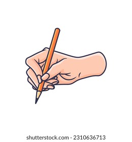 Premium quality vector pose 12 of hand holding pen and pencil doodle hand drawing art style