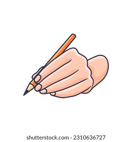 Premium quality vector pose 8 of hand holding pen and pencil doodle hand drawing art style