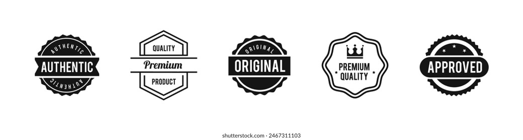 Premium quality vector stamp set. Authentic badge flat collection.