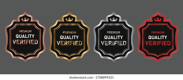 Vector de insignia verificado de calidad de Premium