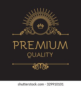 Premium Quality Vignette. Black and Gold Trendy Mono Line Design template. Vector illustration 