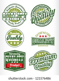 premium quality vintage labels with removable grunge effect in red