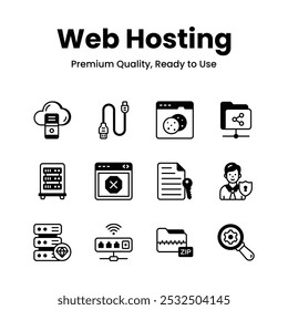 Premium quality web hosting icons set, ready to use and download