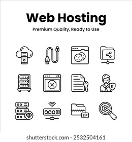 Conjunto de iconos de alojamiento de Web de calidad de Premium, listos para usar y Descarga
