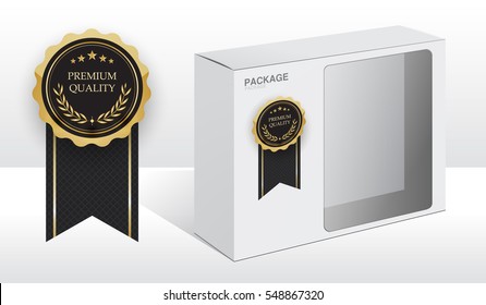 premium quality white package box for software and hardware, vector Illustration