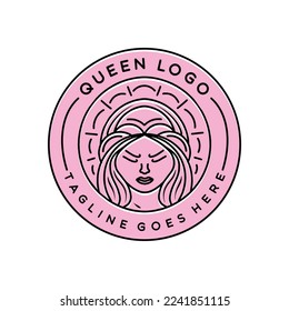 Logotipo Premium Queen Classic Monoline Design Icono de símbolo de la marca de la marca