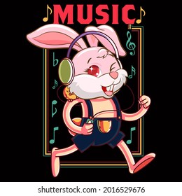 Premium Rabbit Design vector illustration format that are perfect for t-shirt, coffee mug, poster, cards, pillow cover, sticker, Canvas design, and Musk design.