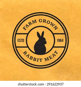 premium rabbit meat label with grunge texture on old paper background
