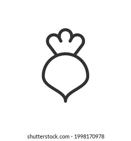 Premium radish line icon for app, web and UI. Vector stroke sign isolated on a white background. Outline icon of radish in trendy style.