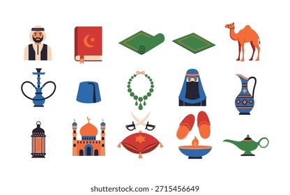 Premium Insignias de Ramadán con mezquita y linterna. Vectores de color verde azulado y marrón de alta calidad para saludos festivos y etiquetas de regalo elegantes.
