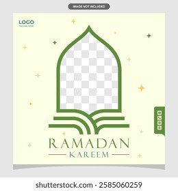 Premium Ramadan banner with Islamic touch, symmetrical patterns, and harmonious composition.