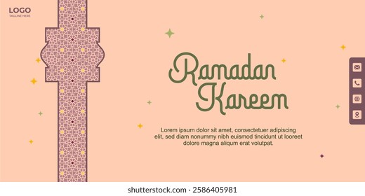 Premium Ramadan banner with Islamic touch, symmetrical patterns, and harmonious composition.