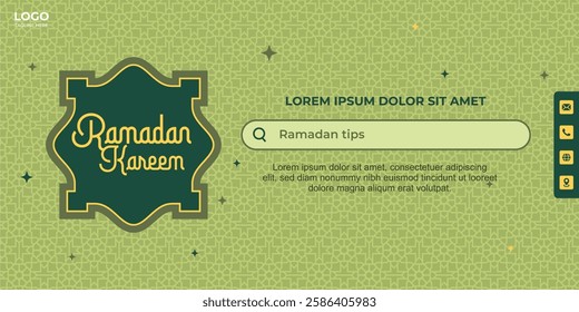 Premium Ramadan banner with Islamic touch, symmetrical patterns, and harmonious composition.