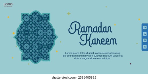 Premium Ramadan banner with Islamic touch, symmetrical patterns, and harmonious composition.