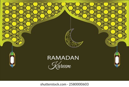 Premium Ramadan  Islamic Background with Side Pattern Vector Design with golden color