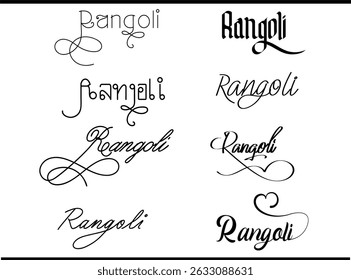 Premium Rangoli Text Logo in Stock Vector Format with Monogram and Emblem Elements, Rangoli Traditional Typography Logo