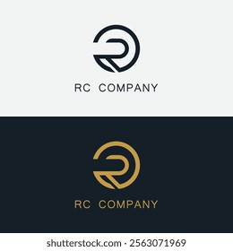 premium RC logo monogram with gold circle frame. luxury initials design minimal modern typeface.
