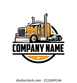 Premium ready made logo vector isolated EPS. Circle trucking company logo. Bold badge emblem trucking logo concept perfect logo for trucking and freight industry