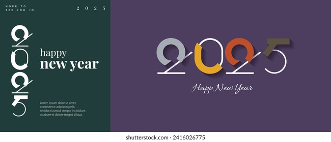 premium realistic 2025 design with a combination of numbers and lines. premium happy new year 2025 for posters, banners and pamphlets