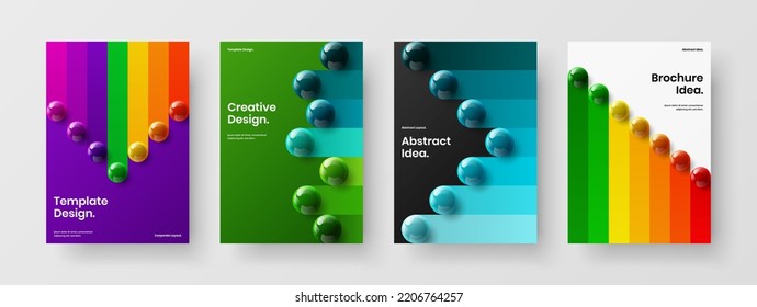 Premium realistic balls booklet layout composition. Original corporate cover vector design illustration set.