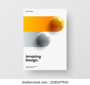 Premium realistic balls flyer illustration. Bright magazine cover vector design layout.