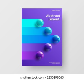 Premium realistic balls leaflet concept. Clean front page design vector layout.