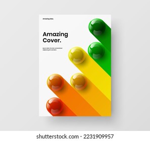 Premium realistic balls magazine cover template. Unique placard design vector illustration.