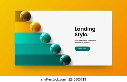 Premium realistic balls magazine cover concept. Modern front page design vector illustration.