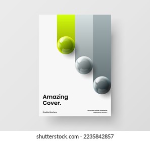 Premium realistic balls pamphlet illustration. Creative corporate brochure A4 design vector layout.