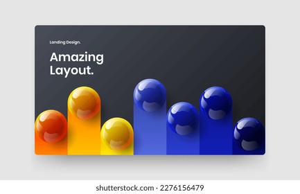 Premium realistic balls postcard concept. Fresh company identity design vector layout.