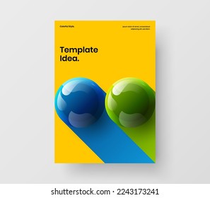 Premium realistic balls poster template. Isolated journal cover vector design illustration.