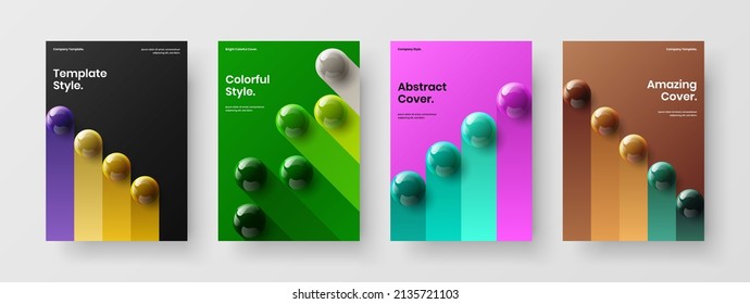 Premium realistic balls presentation concept composition. Fresh leaflet vector design layout bundle.