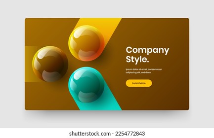 Premium realistic balls site screen layout. Colorful company identity design vector concept.