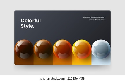 Premium realistic spheres catalog cover layout. Abstract corporate brochure design vector template.
