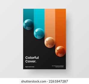 Premium realistic spheres handbill concept. Vivid poster design vector layout.