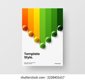 Premium realistic spheres presentation concept. Multicolored corporate brochure vector design illustration.