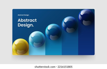 Premium realistic spheres site screen template. Colorful corporate brochure vector design illustration.