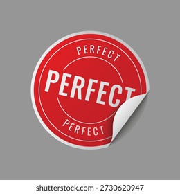 premium red perfect circular sticker with peeled corner effect for quality product guarantee and marketing