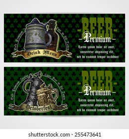premium restaurant menu decorated green clover in retro style