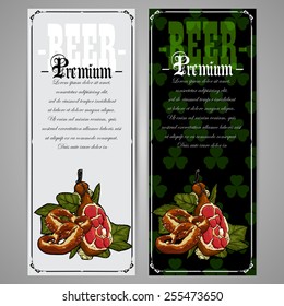 premium restaurant menu decorated green clover in retro style