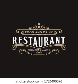 premium restaurant vintage logo design template