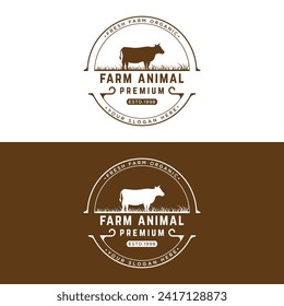 Premium retro vintage quality organic animal farm logo. Logo for business, livestock, labels and badges.