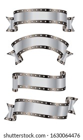 Premium ribbon vector design, with metal material with star edges, available in various shapes