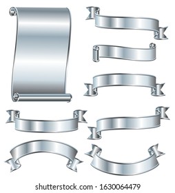 premium ribbon vector design with metal material available in various shapes